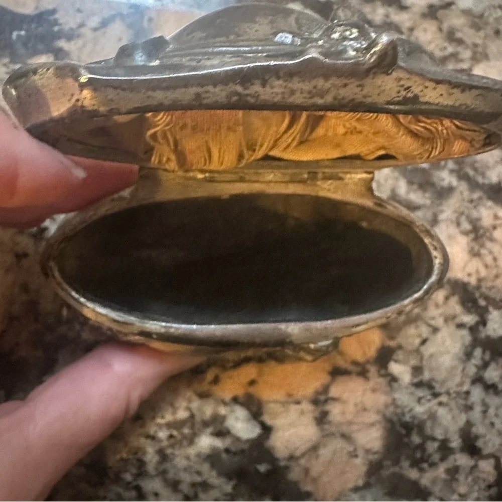 Vintage Silver Jewelry Box with Floral Design